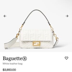 100% authentic Fendi baguette bag , White leather designer bag